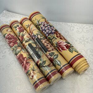 Prepasted Solid Vinyl Floral Grape Wallpaper Border Essex Gencorp 15ft Roll 3 1/